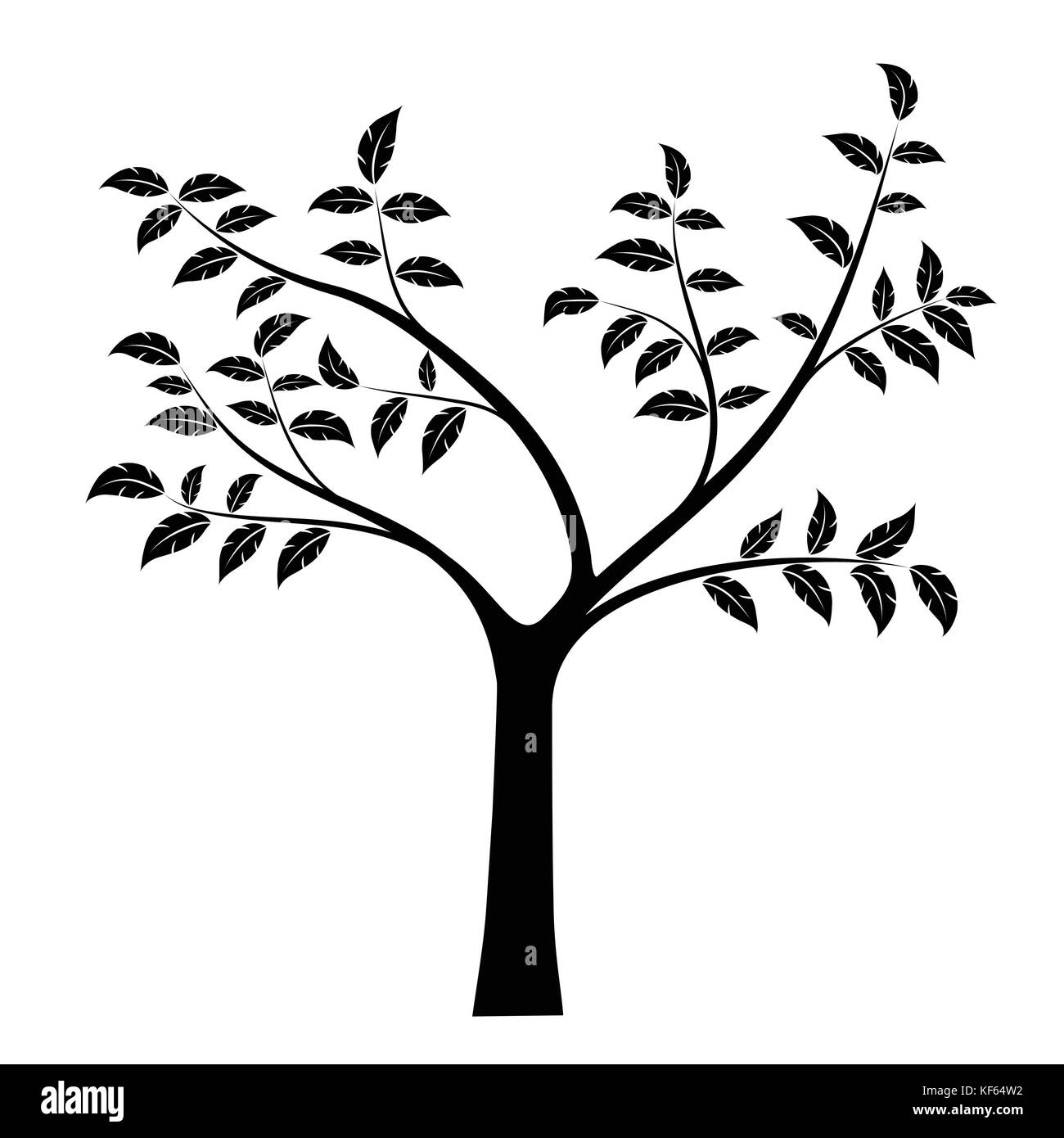 Realistic vector illustration of tree with branches and leaves Stock