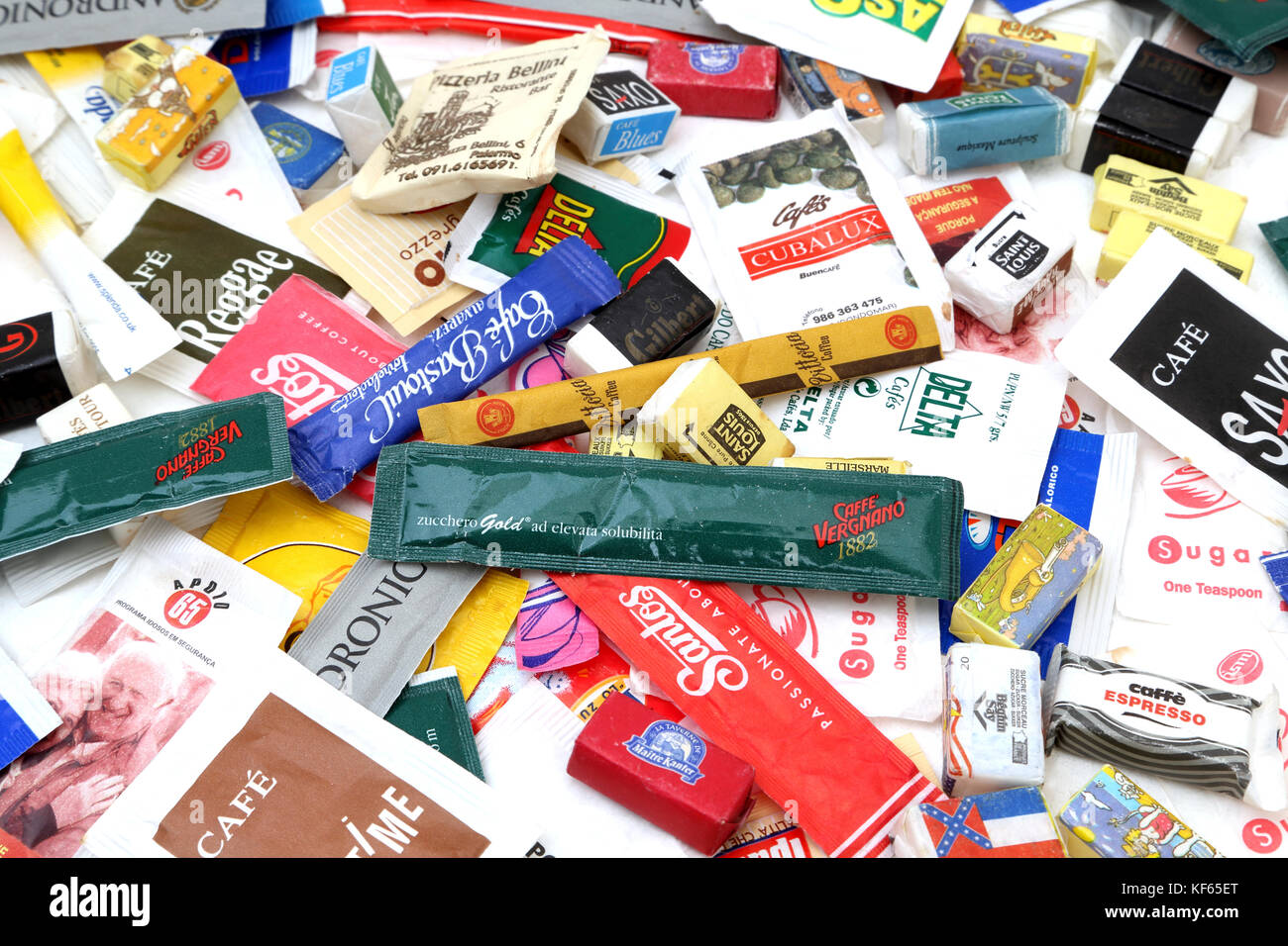 Collection of Sachets of Sugar from around the world Stock Photo Alamy