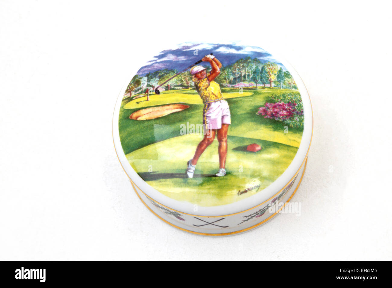 Fine Bone China Bon Bon Dish Classic Golf Collection Designed by Martin Groves Stock Photo