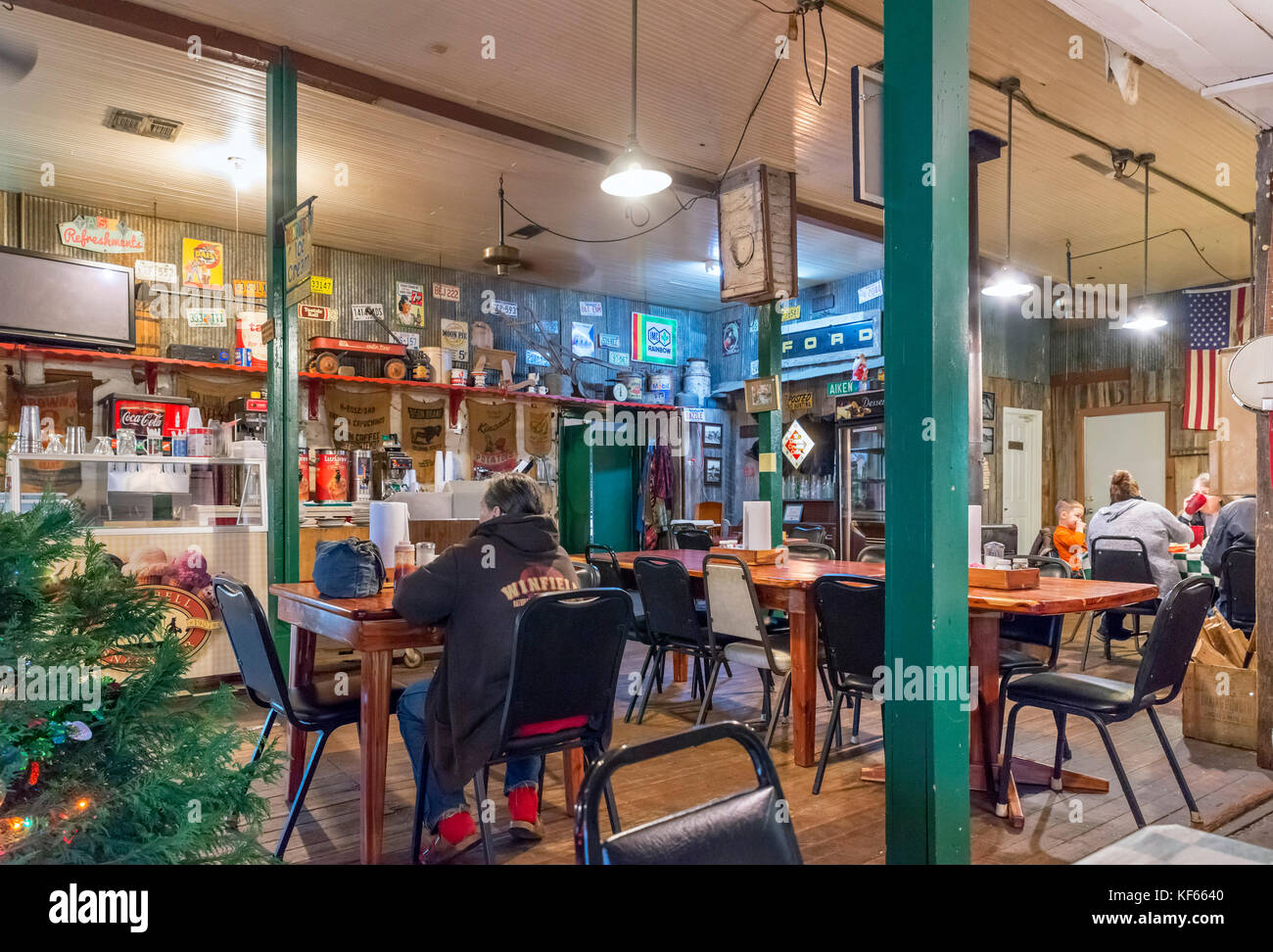 Interior of the Oark General Store and Cafe, Oark, Ozark National Forest, Arkansas, USA. Stock Photo