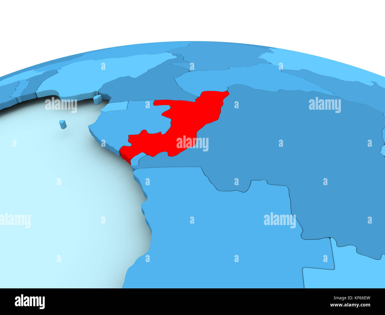 Map of Congo in red on blue political globe. 3D illustration Stock ...