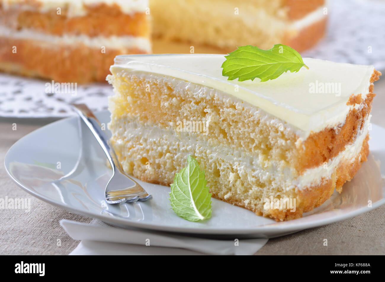 Low calorie fancy cake with yogurt and cream cheese, decorated with
