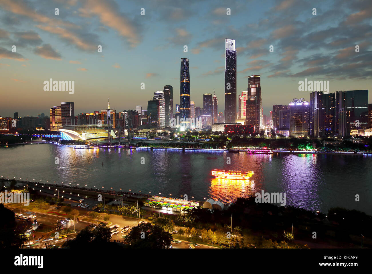 Night view of Guangzhou city building,Guangdong province,China Stock ...