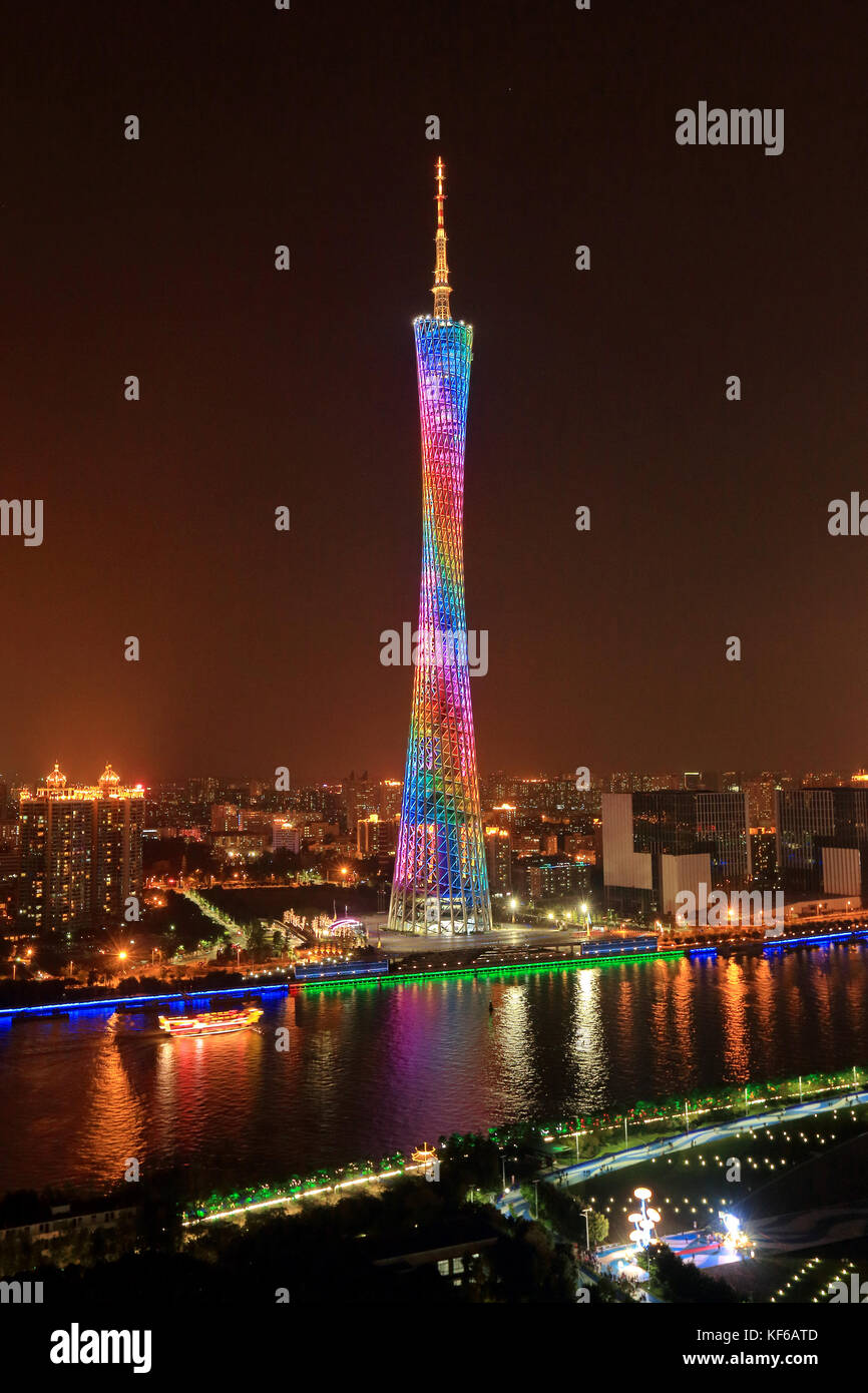 Night view of Guangzhou city building in Guangdong province,China Stock ...