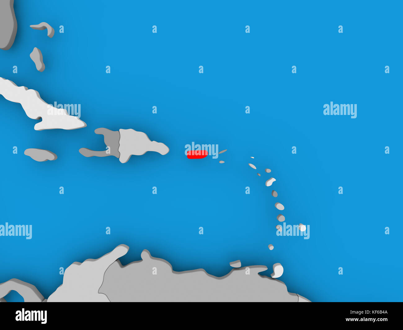 Puerto Rico in red on political map. 3D illustration Stock Photo - Alamy