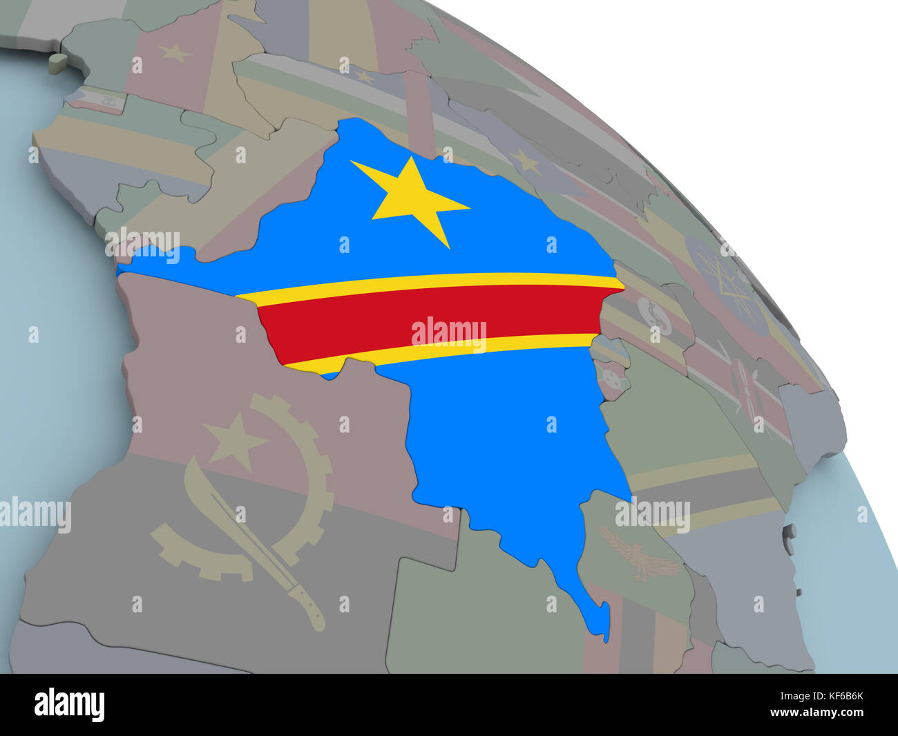 Illustration of Democratic Republic of Congo on political globe with ...