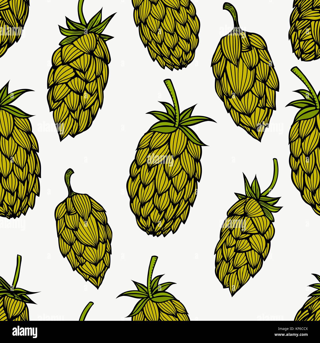 Hop Pattern Vector Seamless pattern with green hops. Vector illustration Stock Vector ...