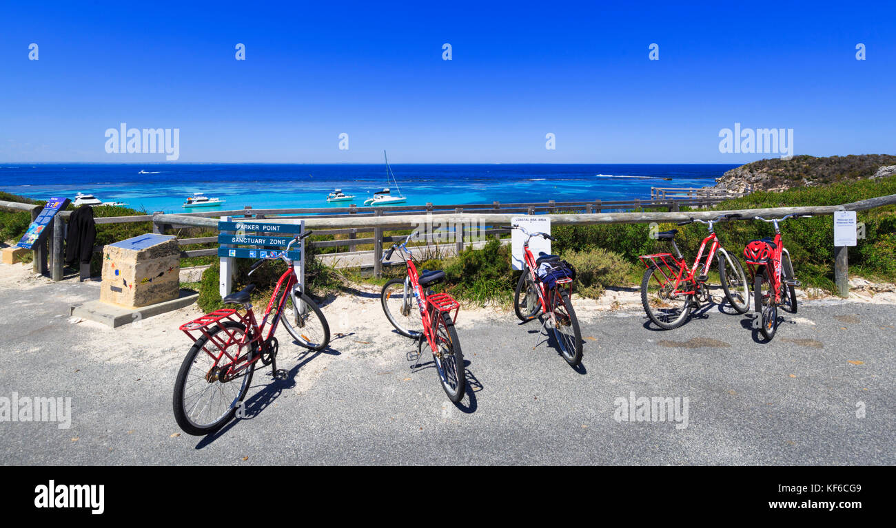 Rottnest Island hire bikes parked above Parker Point Stock Photo Alamy