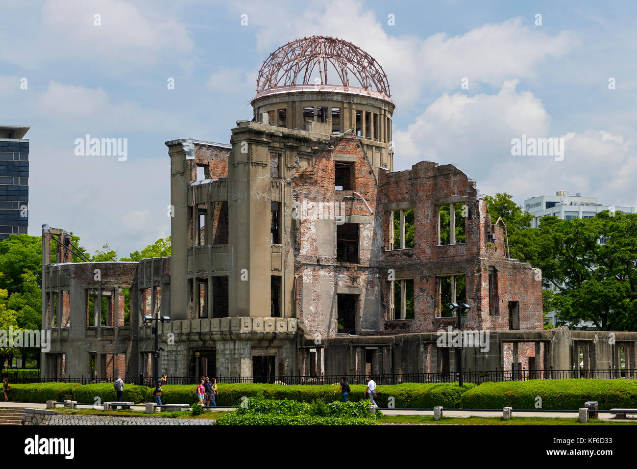 Hiroshima, Japan - May 25, 2017:  The skeletal ruins of the former Hiroshima Prefectural Industrial Promotion Hall, the A-Bomb Dome Stock Photo