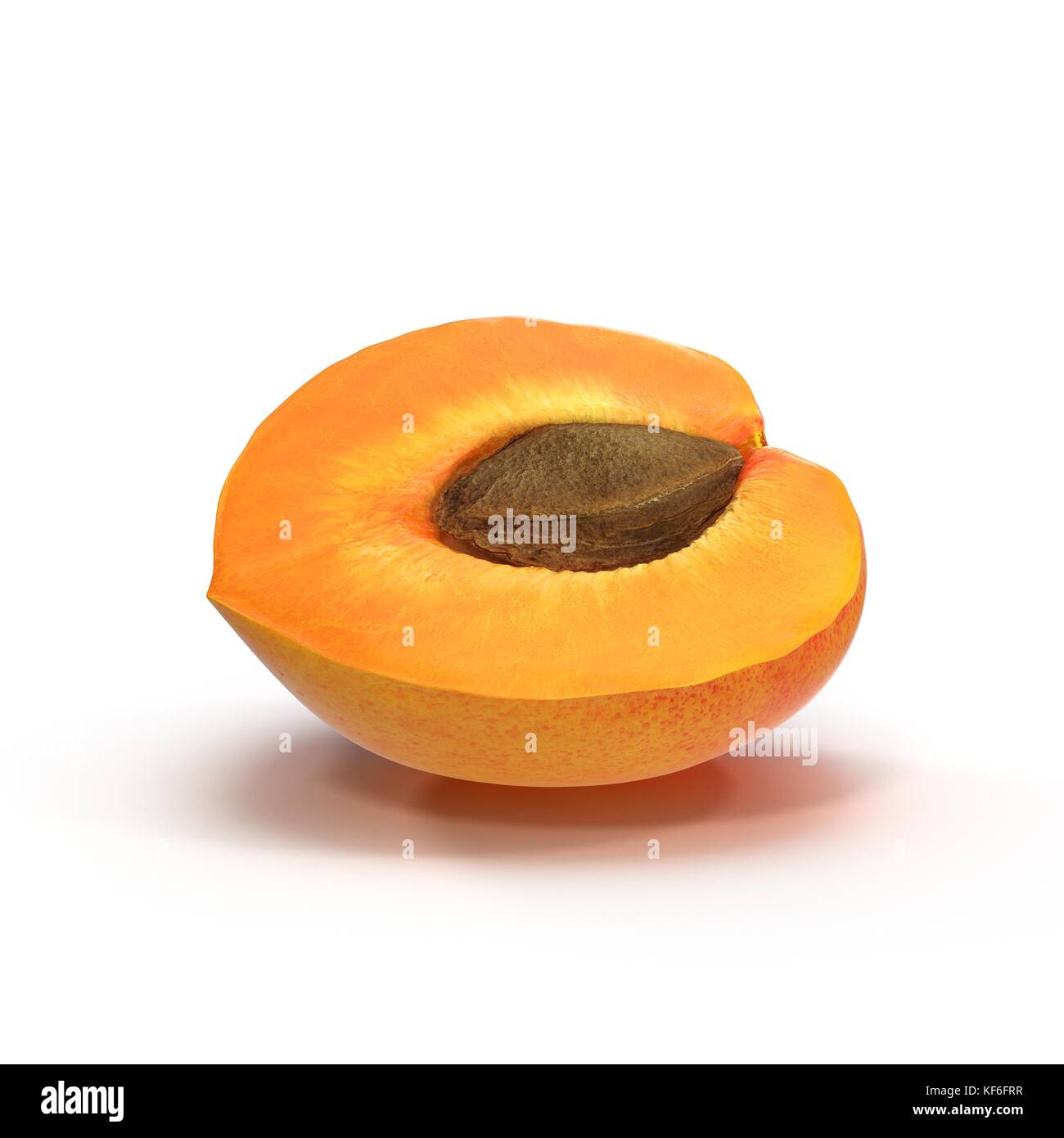 Ripe apricot's cross section with seed on white 3D Illustration Stock ...