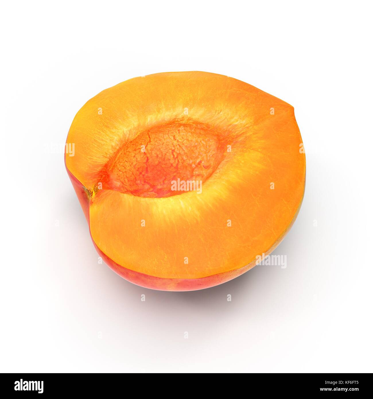 Ripe apricot's cross section on white 3D Illustration Stock Photo - Alamy