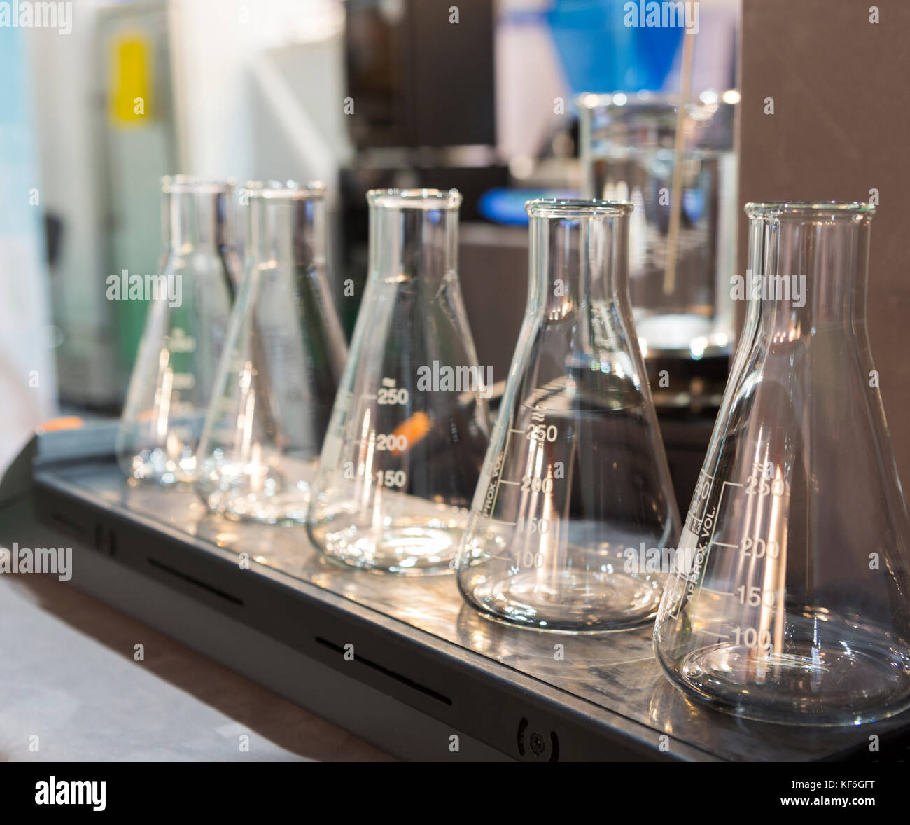 empty Glassware on stirrer and heater Stock Photo Alamy