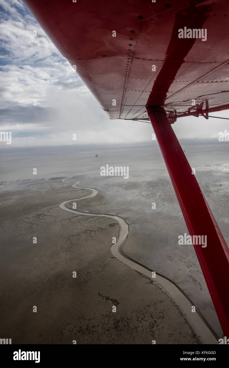 USA, Alaska, Redoubt Bay, Cook Inlet, views from inside the float plane ...