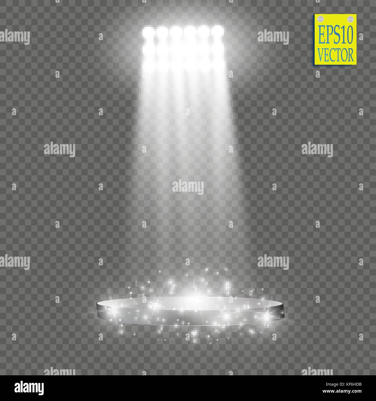 White vector spotlight light effect on transparent background. Concert ...