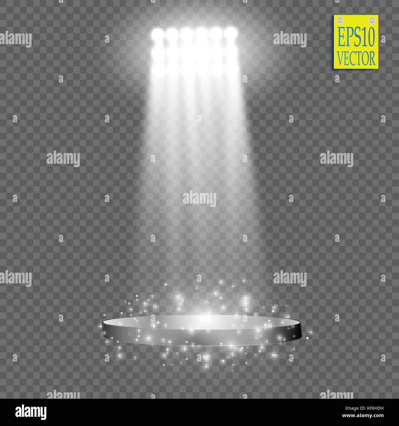 White vector spotlight light effect on transparent background. Concert ...