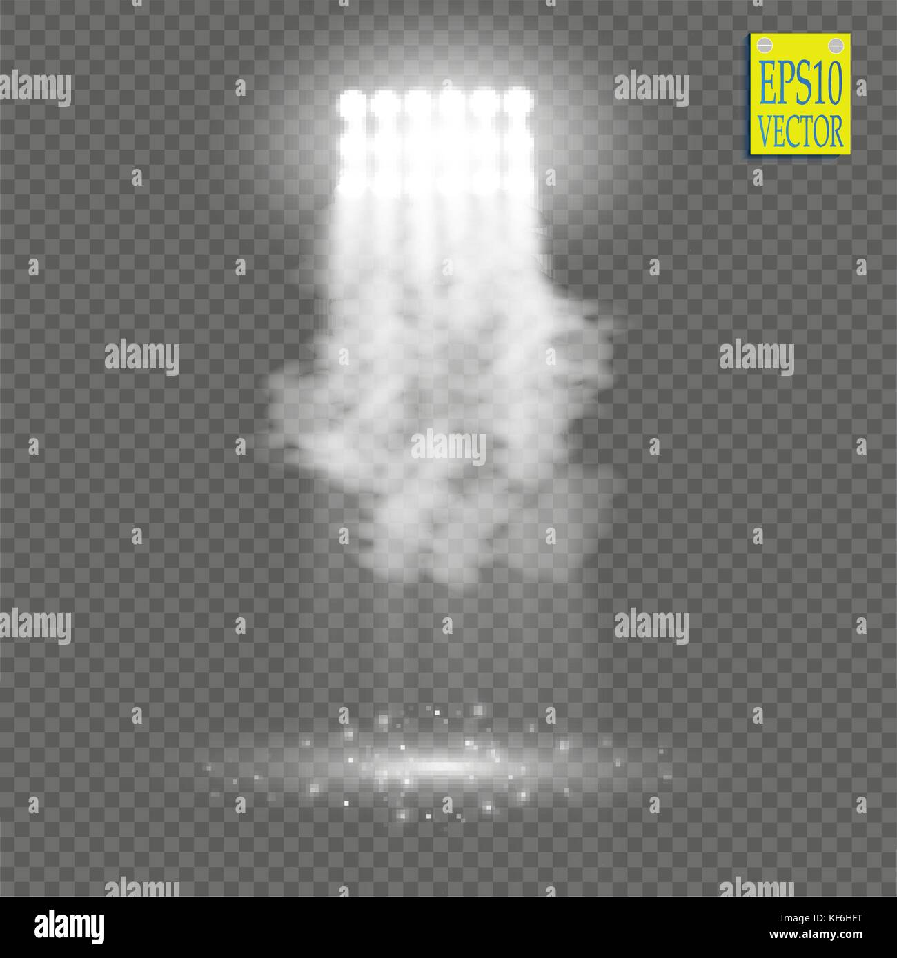 White vector spotlight light effect on transparent background. Concert ...