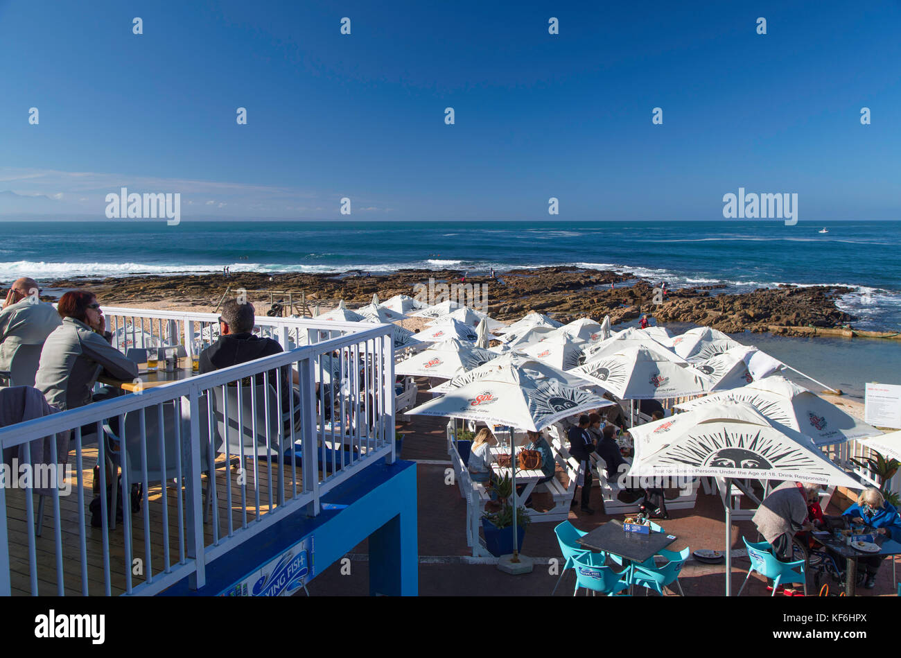 Outdoor restaurant at The Point, Mossel Bay, Western Cape, South Africa Stock Photo