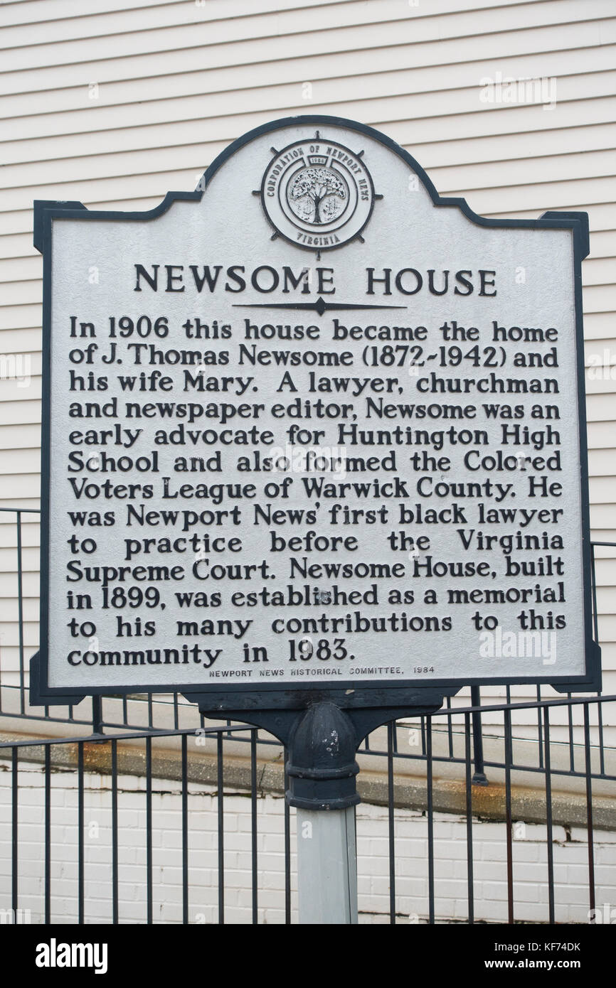 Newsome House Newport News Virginia Stock Photo