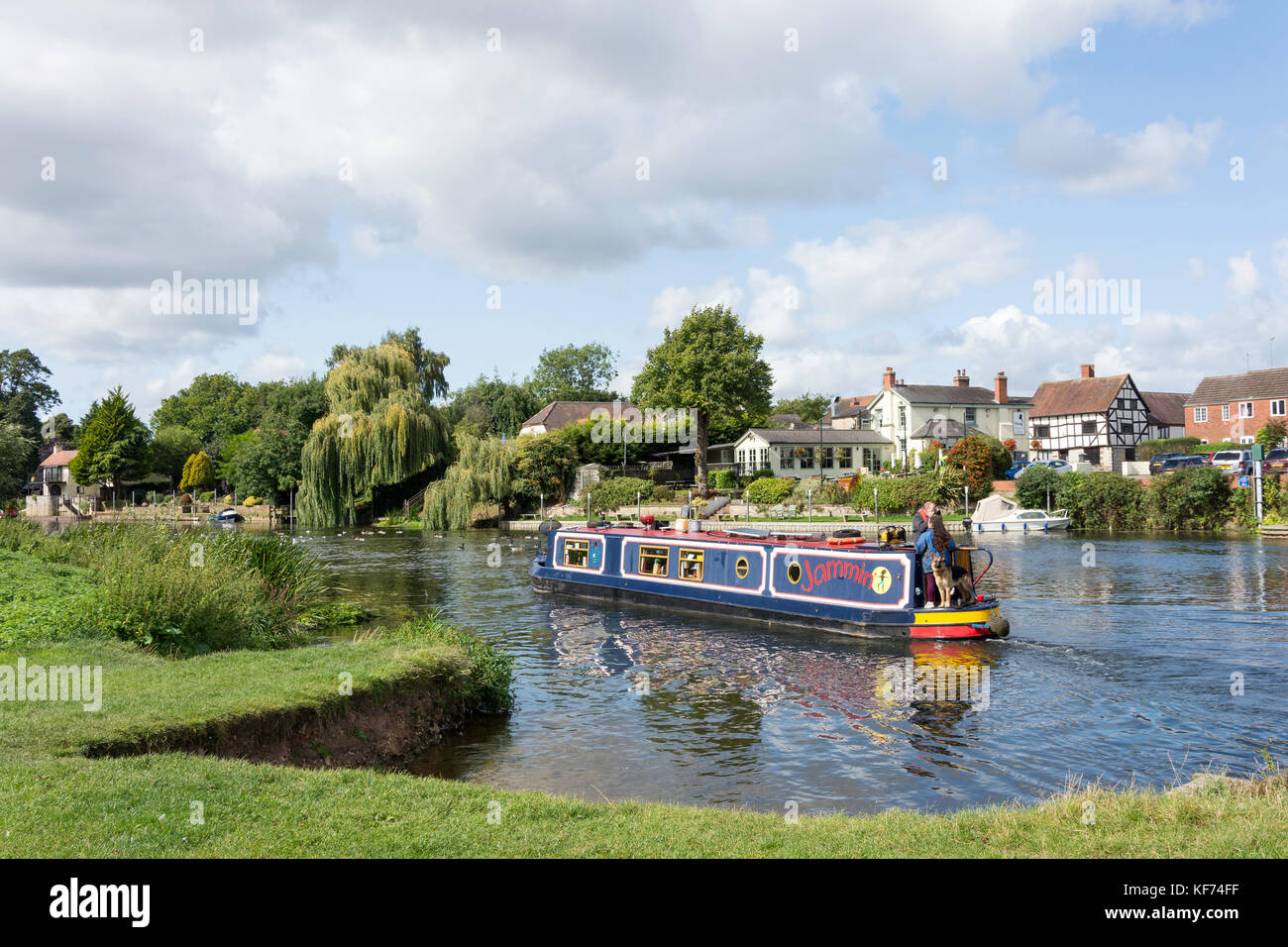 Canal boat on River Avon, The Big Meadow, BidfordonAvon, Warwickshire