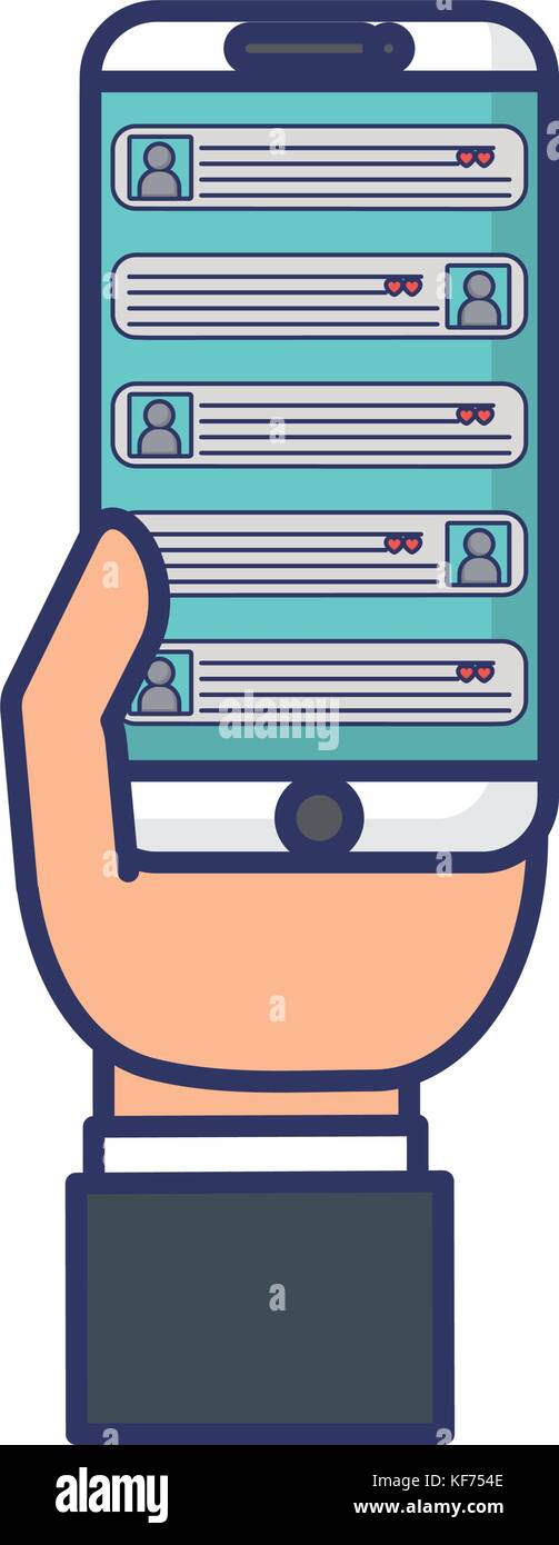 hand with smartphone device icon over white background vector ...