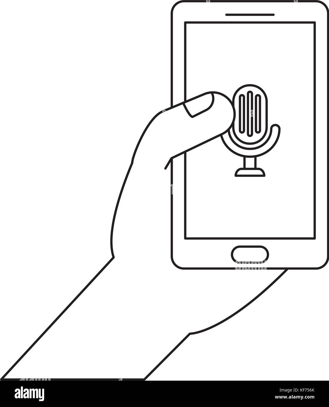 hand with smartphone device icon over white background vector ...