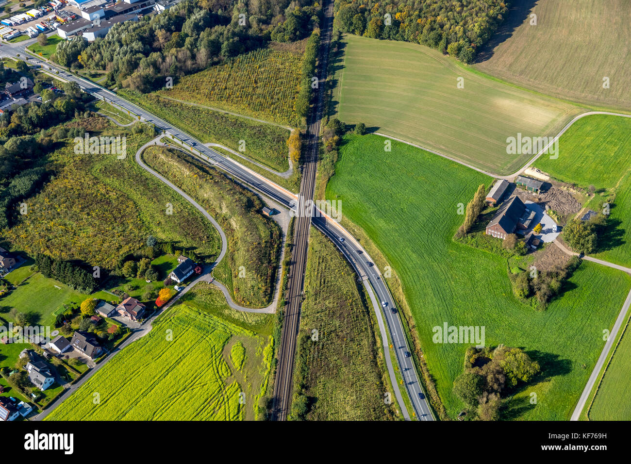 Warendorfer Straße, railway line, road underpass, bridge, railway underpass. Transition to Heessen Bockum-Hoevel, Hamm, Ruhr, Nordrhein-Westfalen, Ger Stock Photo