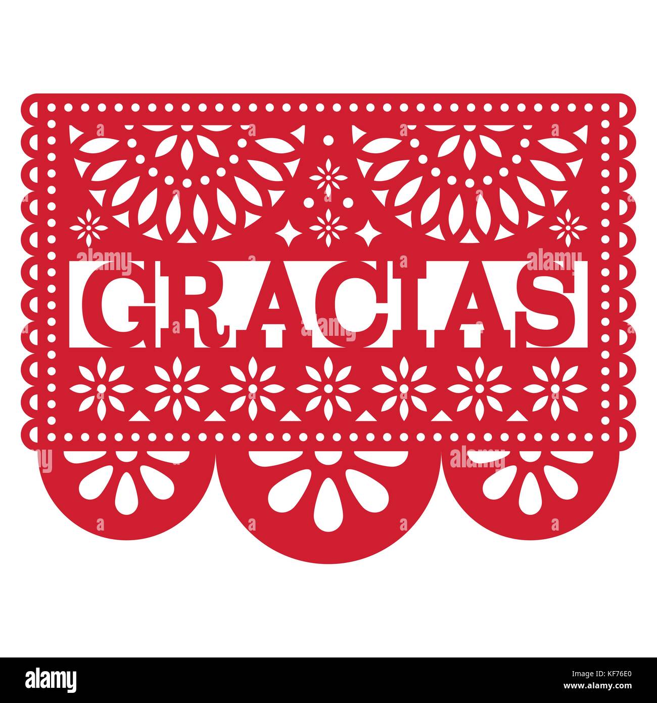 Mexican Papel Picado vector design - Gracias pattern thank you card Stock Vector