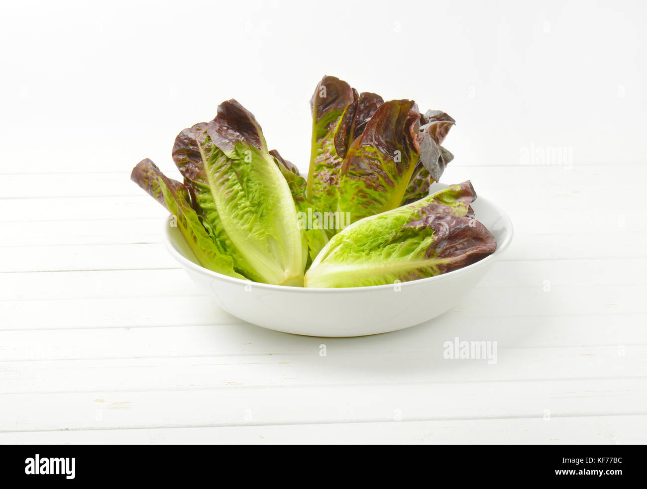 heads of fresh lettuce in white bowl Stock Photo Alamy