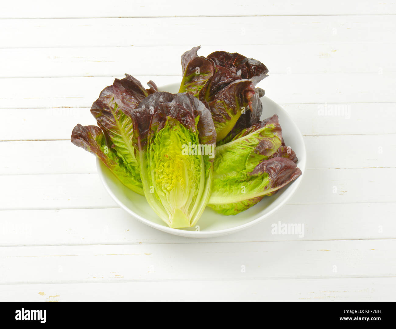heads of fresh lettuce in white bowl Stock Photo Alamy