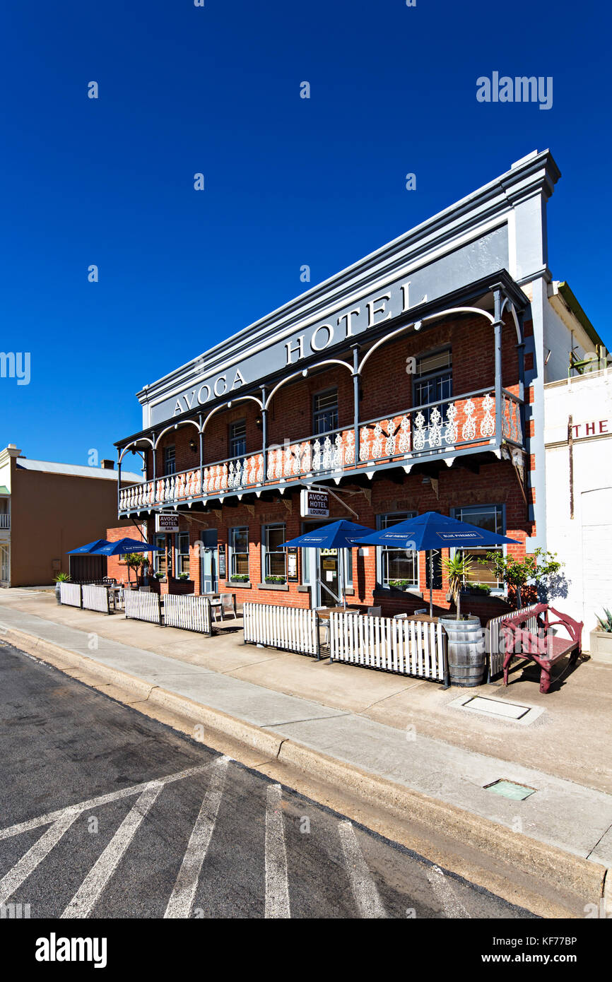 Gold was discovered in Avoca in 1852 and drinking establishments like the Avoca Hotel did a roaring trade on the goldfields. Stock Photo