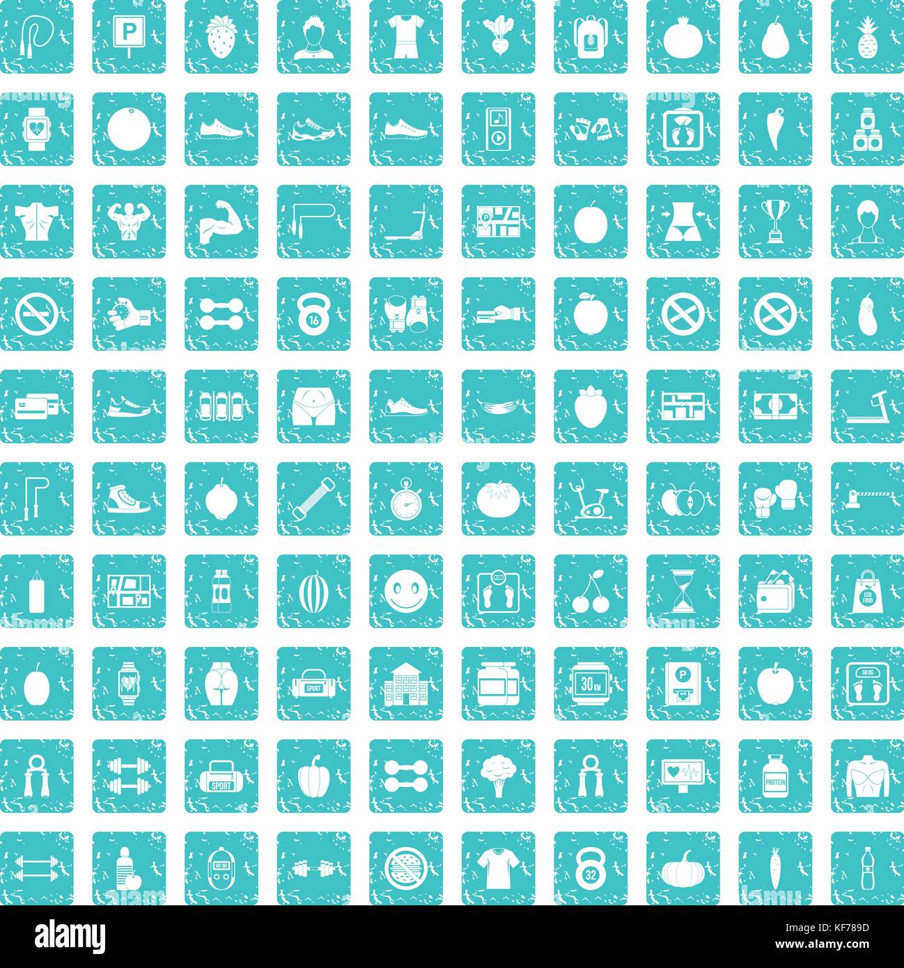 100 gym icons set grunge blue Stock Vector Image & Art - Alamy