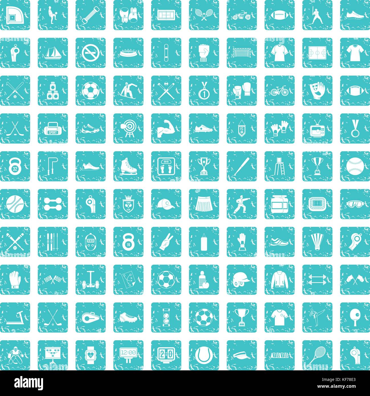 100 athlete icons set grunge blue Stock Vector Image & Art - Alamy