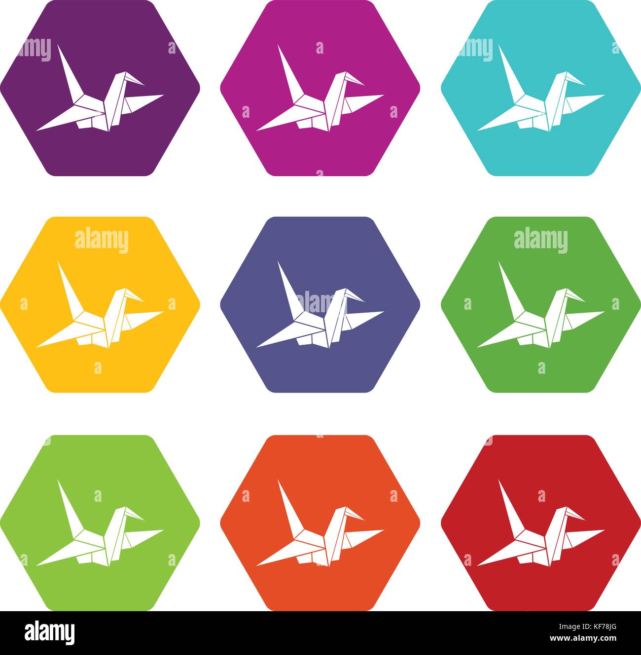 Bird origami icon set color hexahedron Stock Vector Image & Art - Alamy