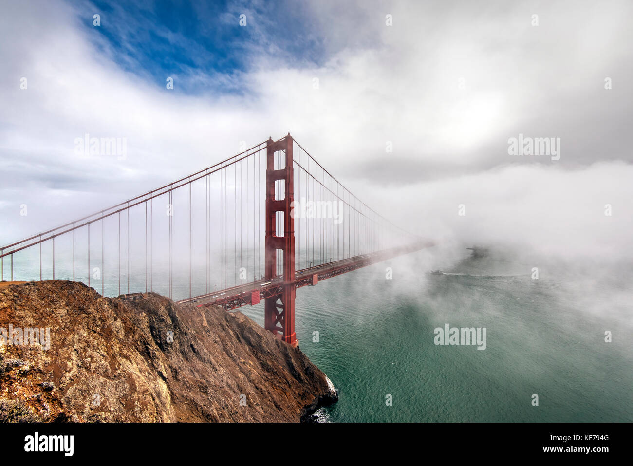 The Golden Gate Bridge in a foggy day, San Francisco, California, USA Stock Photo