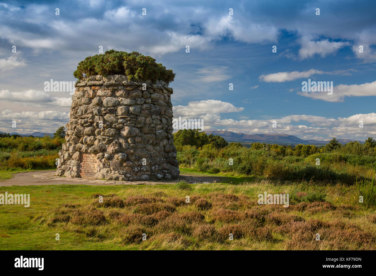 The memorial cairn at the centre of the Culloden Battlesite site near Inverness, Scotland, UK Stock Photo