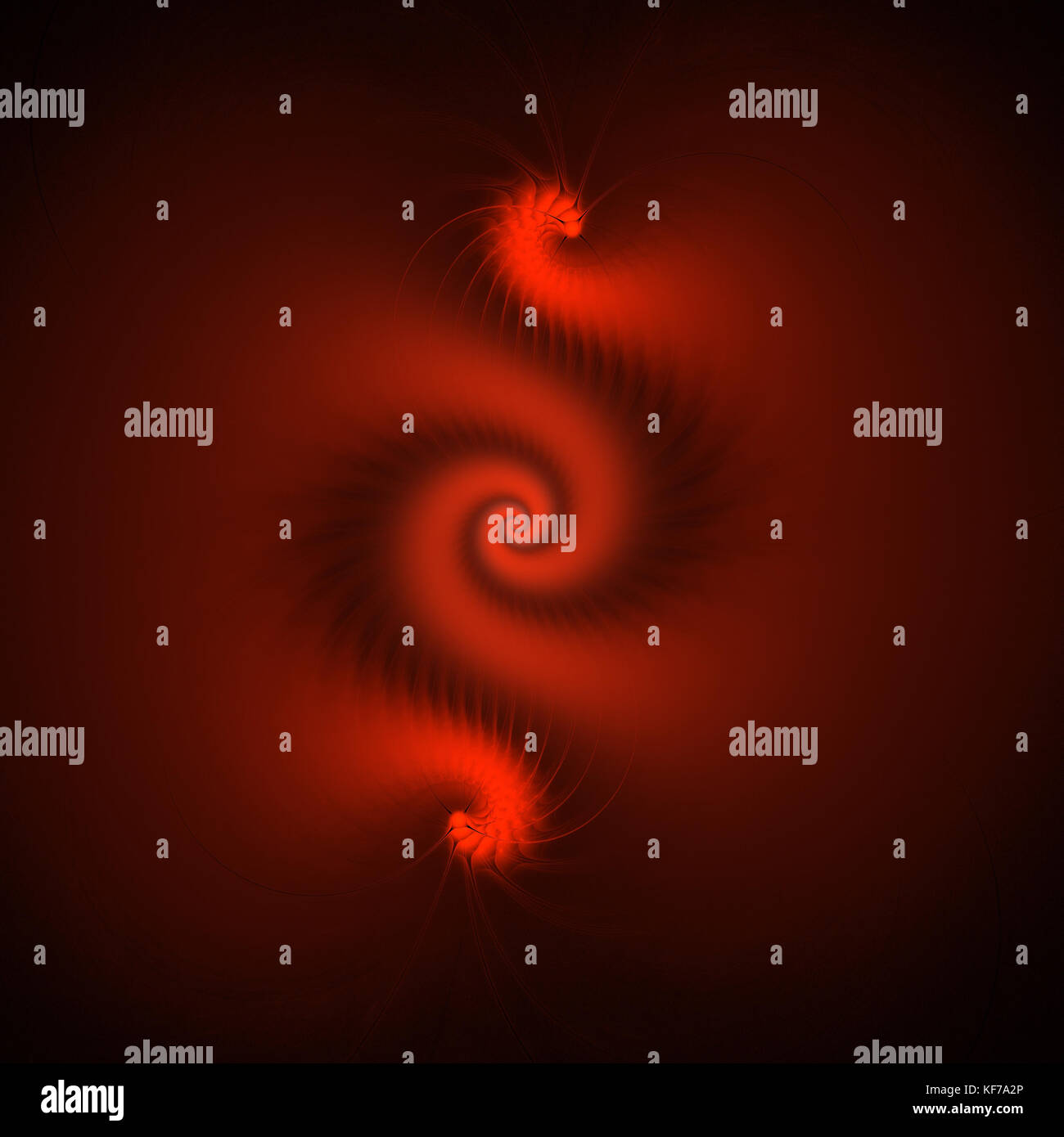 Fractal illustration of a red spiral with two dragons Stock Photo
