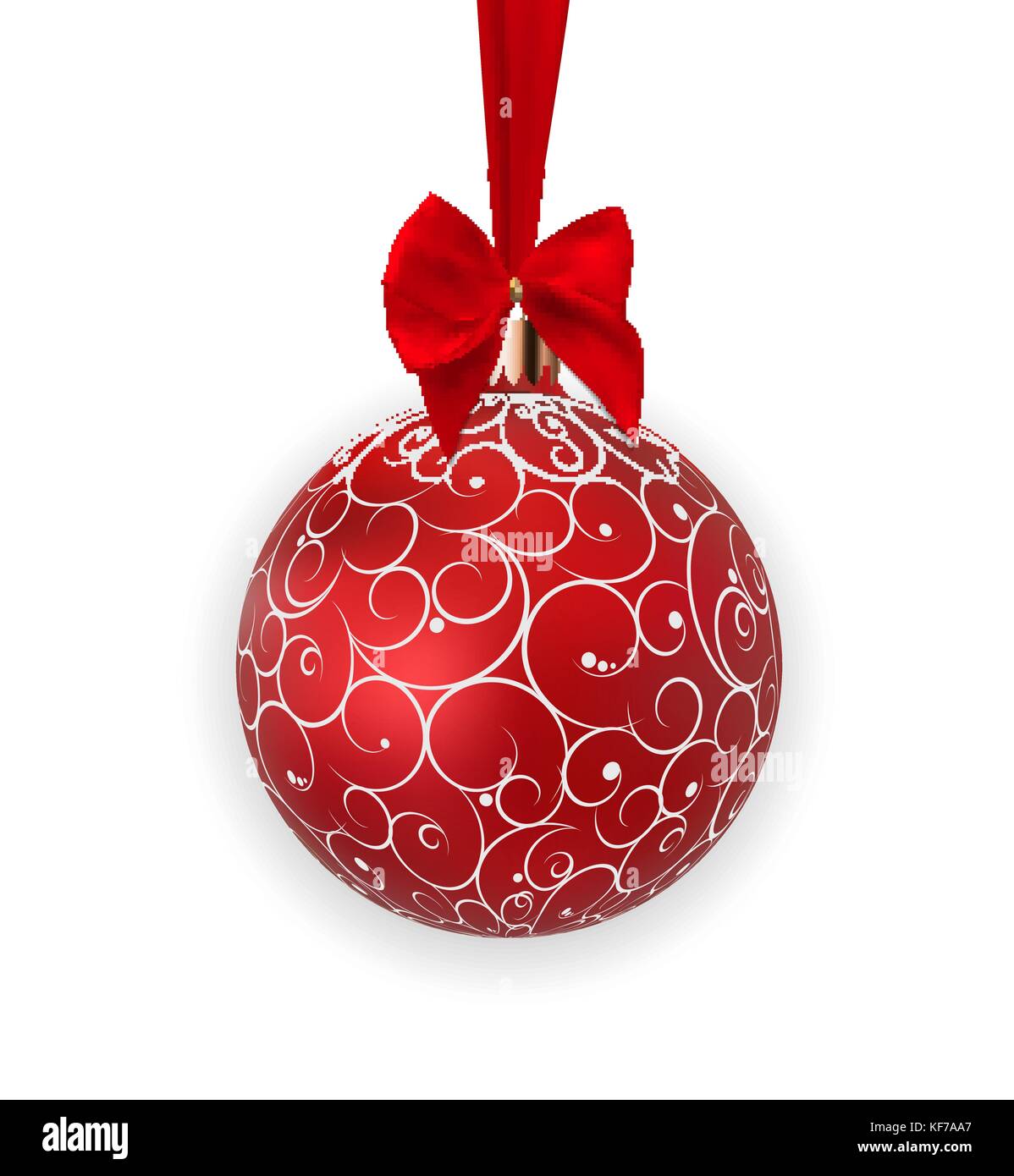 Christmas Ball with Ball and Ribbon on White Background Vector ...