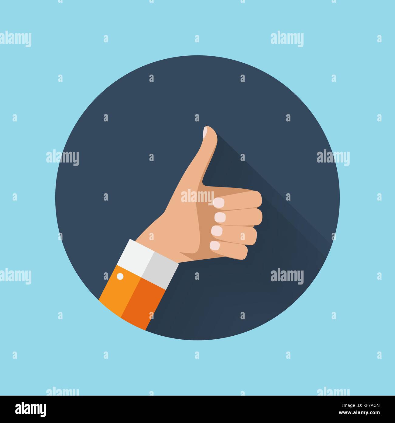 Flat Design Thumbs Up Icon Background . Vector Illustration Stock ...