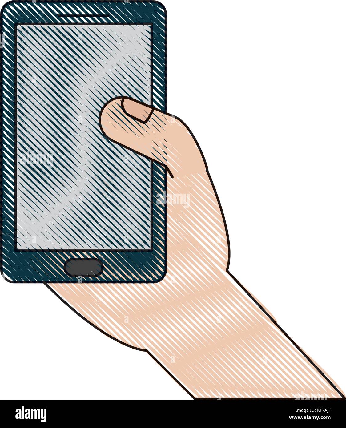 hand with smartphone device icon over white background vector ...