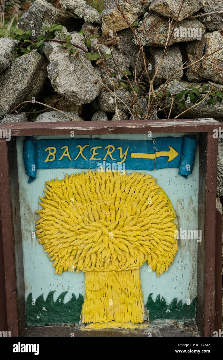 Bakery shop sign, St Martins, Isles of Scilly, Cornwall, England, UK Stock Photo