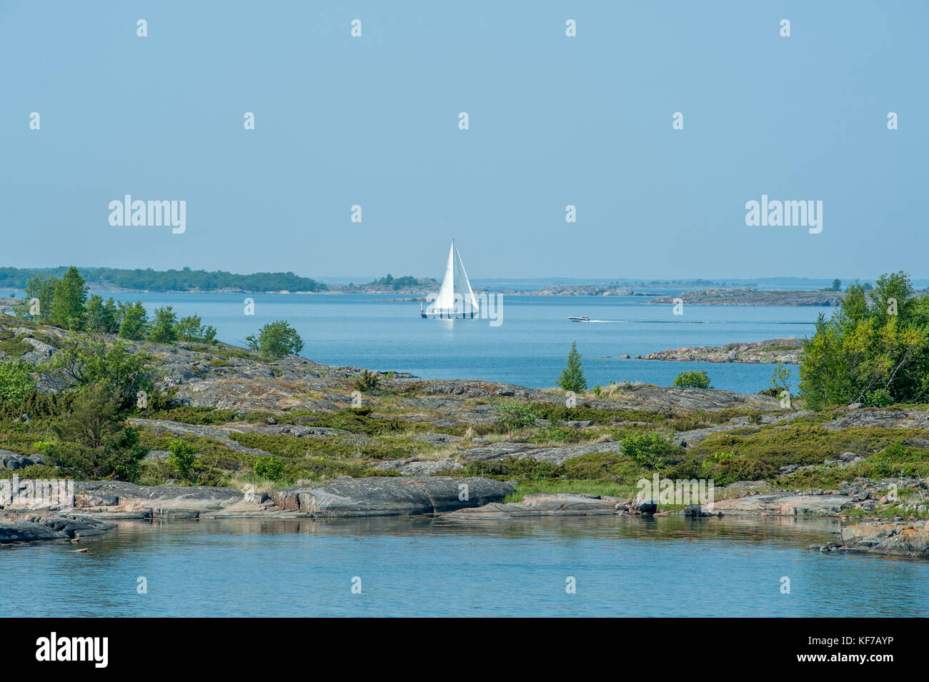Sailing around the Åland Islands. Scandinavian islands, Finland. Scandinavia Stock Photo