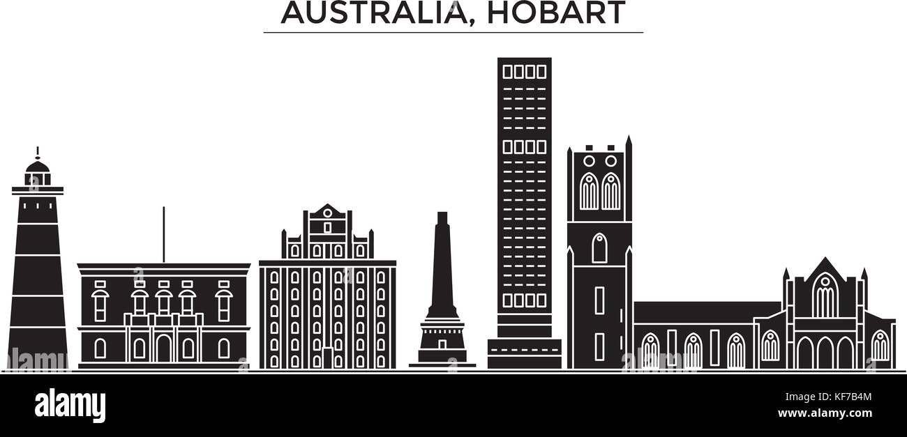 Australia, Hobart architecture vector city skyline, travel cityscape with landmarks, buildings, isolated sights on background Stock Vector