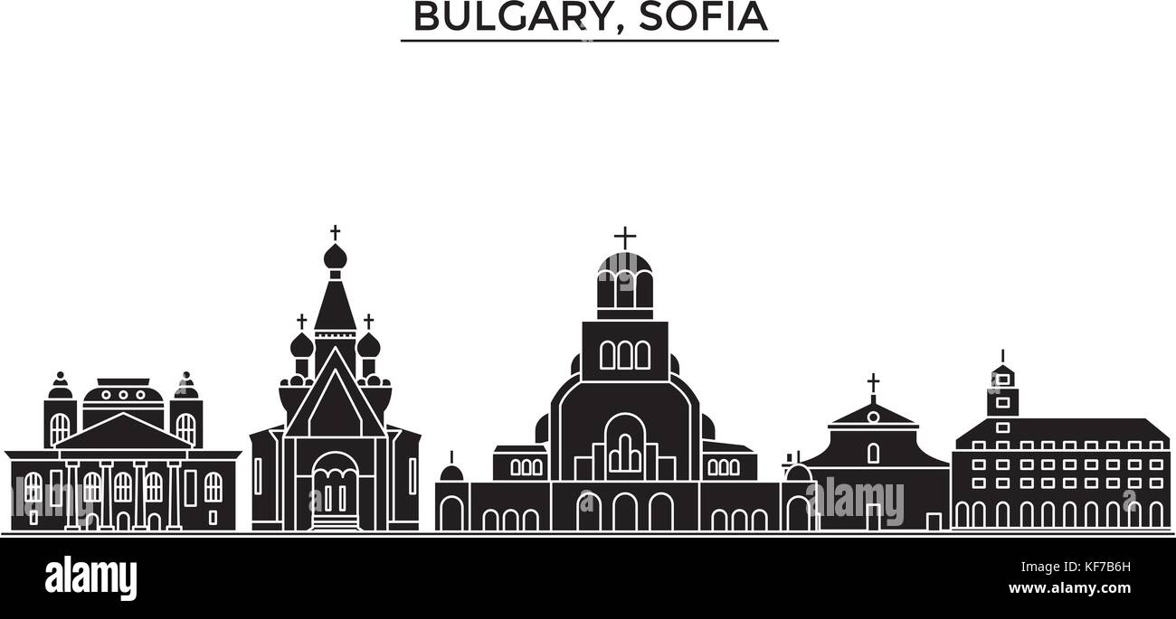 Bulgary, Sofia architecture vector city skyline, travel cityscape with landmarks, buildings, isolated sights on background Stock Vector