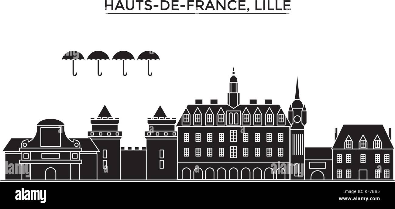 France, Hauts De France, Lille architecture vector city skyline, travel cityscape with landmarks, buildings, isolated sights on background Stock Vector