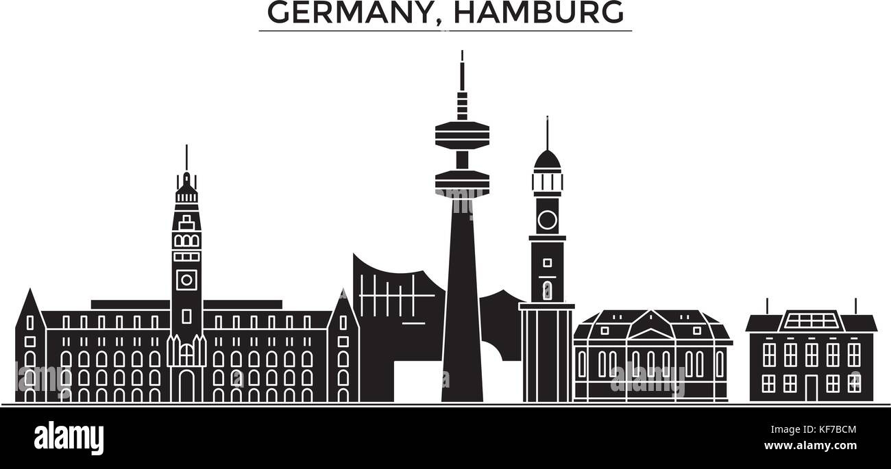 Germany, Hamburg architecture vector city skyline, travel cityscape ...