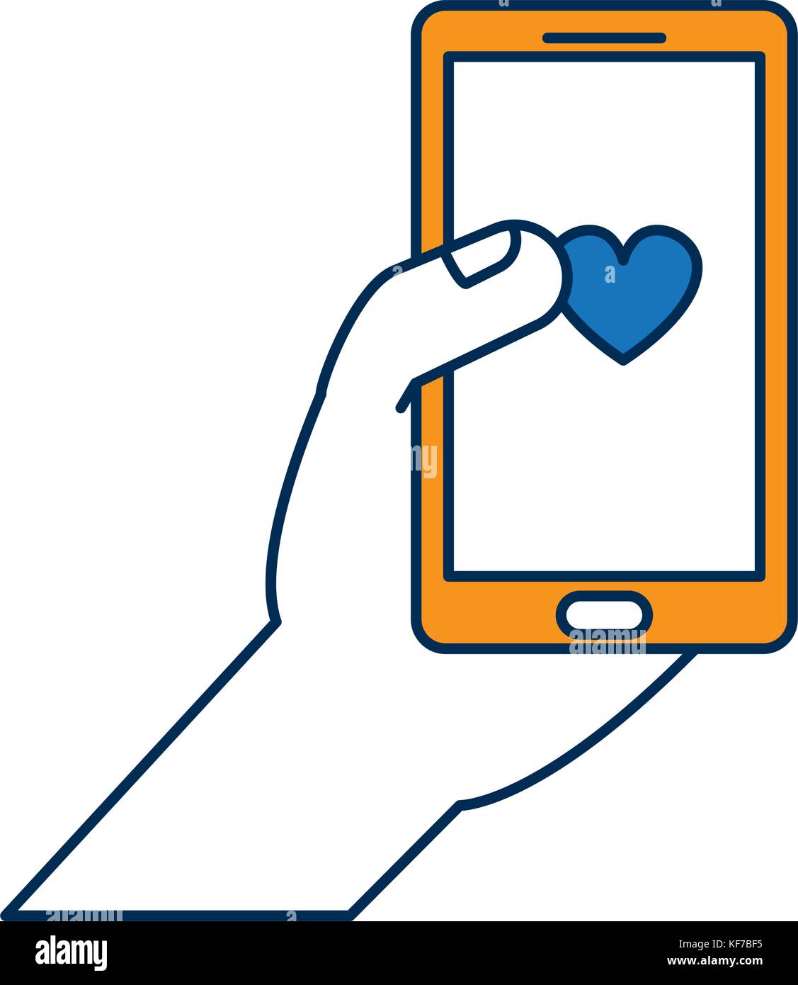 hand with smartphone device icon over white background vector ...