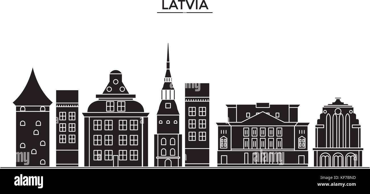 Latvia architecture vector city skyline, travel cityscape with landmarks, buildings, isolated sights on background Stock Vector