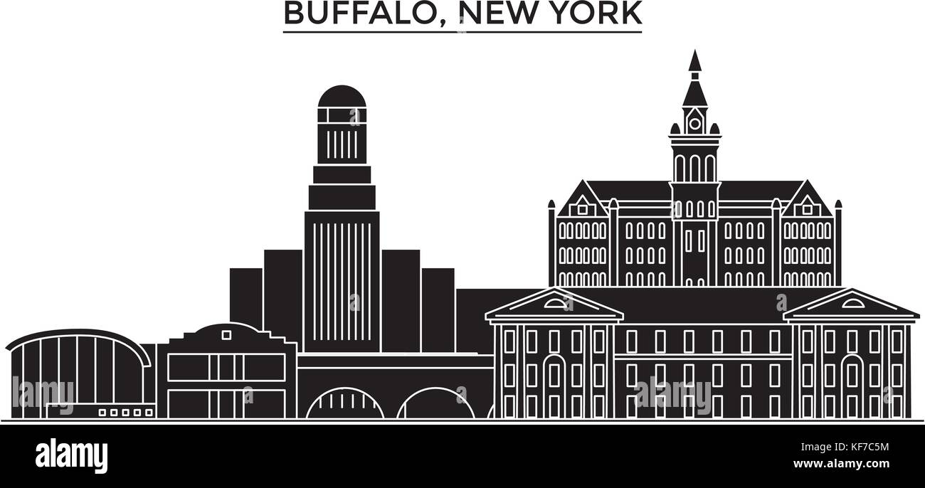 Usa, Buffalo, New York architecture vector city skyline, travel cityscape with landmarks, buildings, isolated sights on background Stock Vector