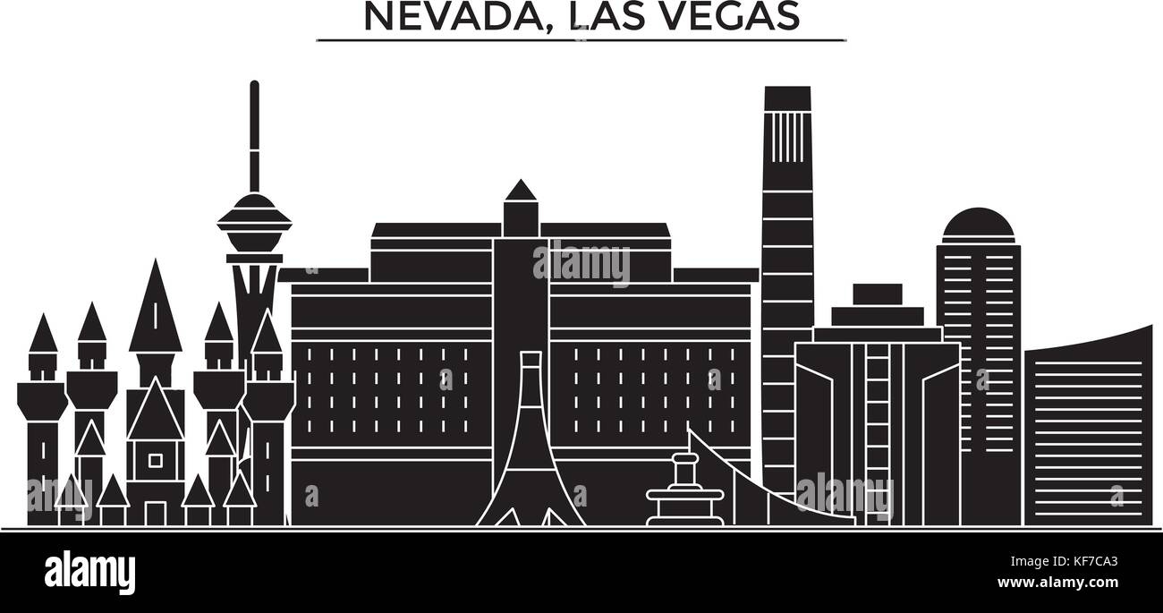 Usa, Nevada, Las Vegas architecture vector city skyline, travel ...