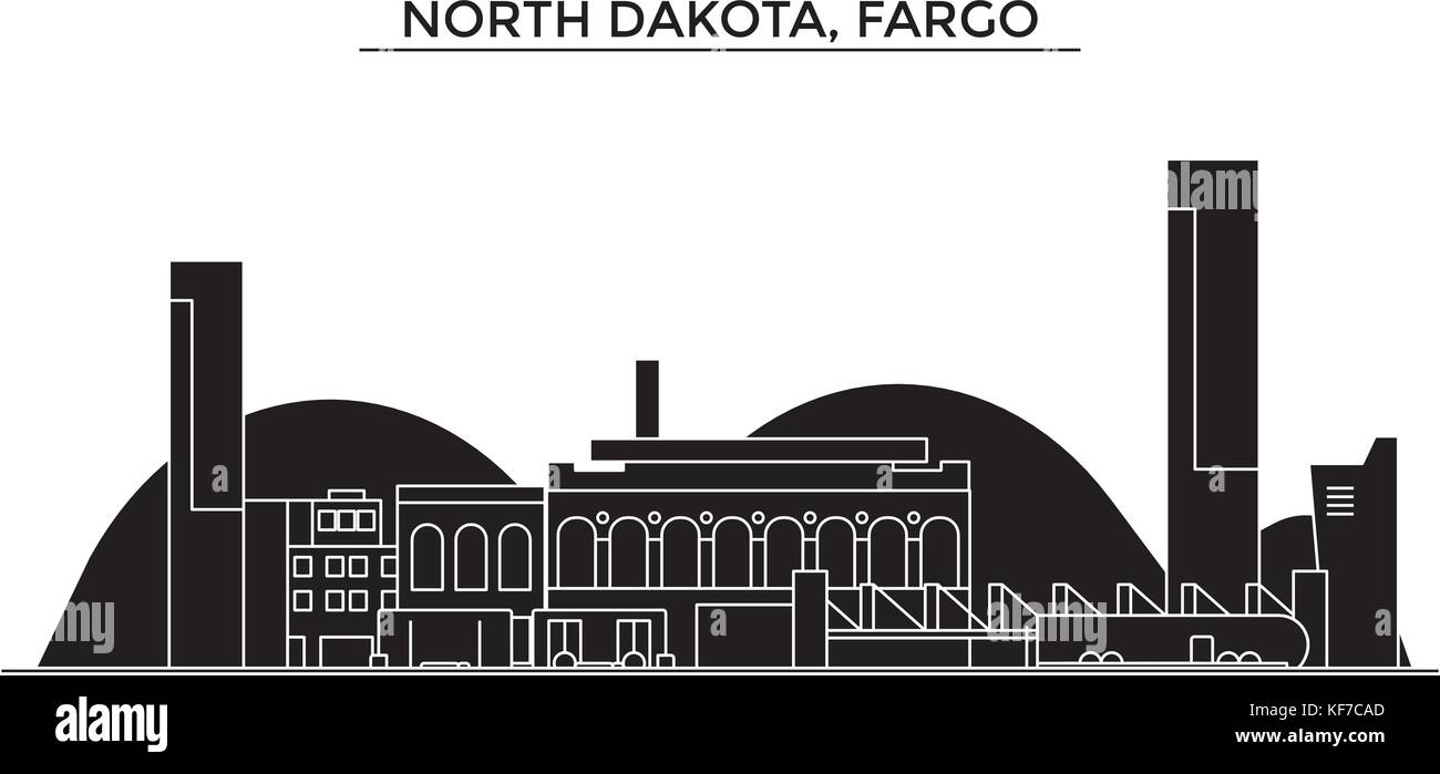 Usa, North Dakota, Fargo architecture vector city skyline, travel cityscape with landmarks, buildings, isolated sights on background Stock Vector